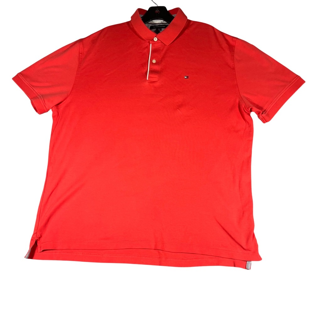 Tommy Hilfiger Mens XL Red Short Sleeve Classic Fit Cotton Pique Polo Shirt